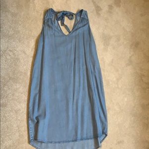 Jean dress with a tie back
